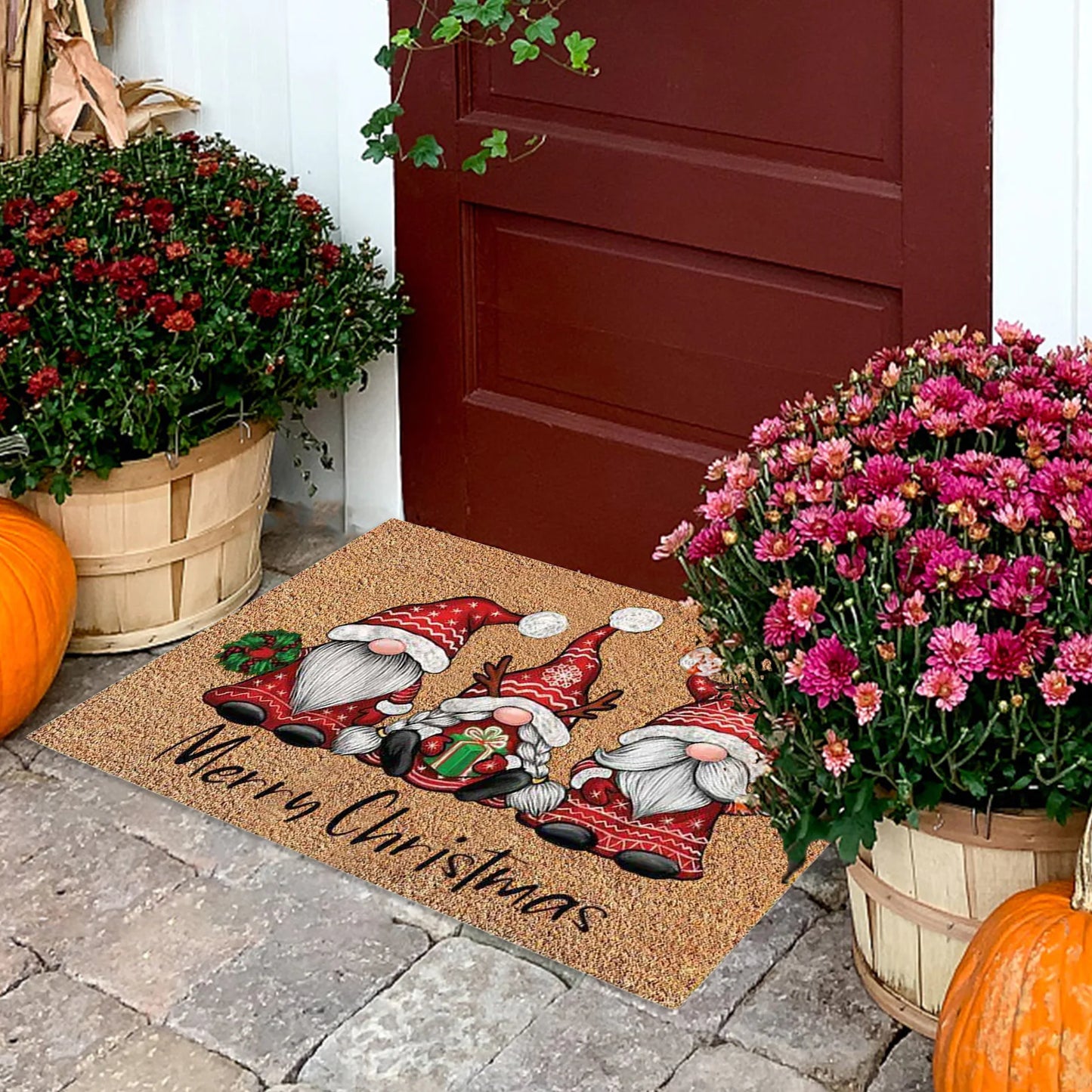 Christmas Welcome Gnome Doormat – Indoor & Outdoor Front Porch Entrance Rug