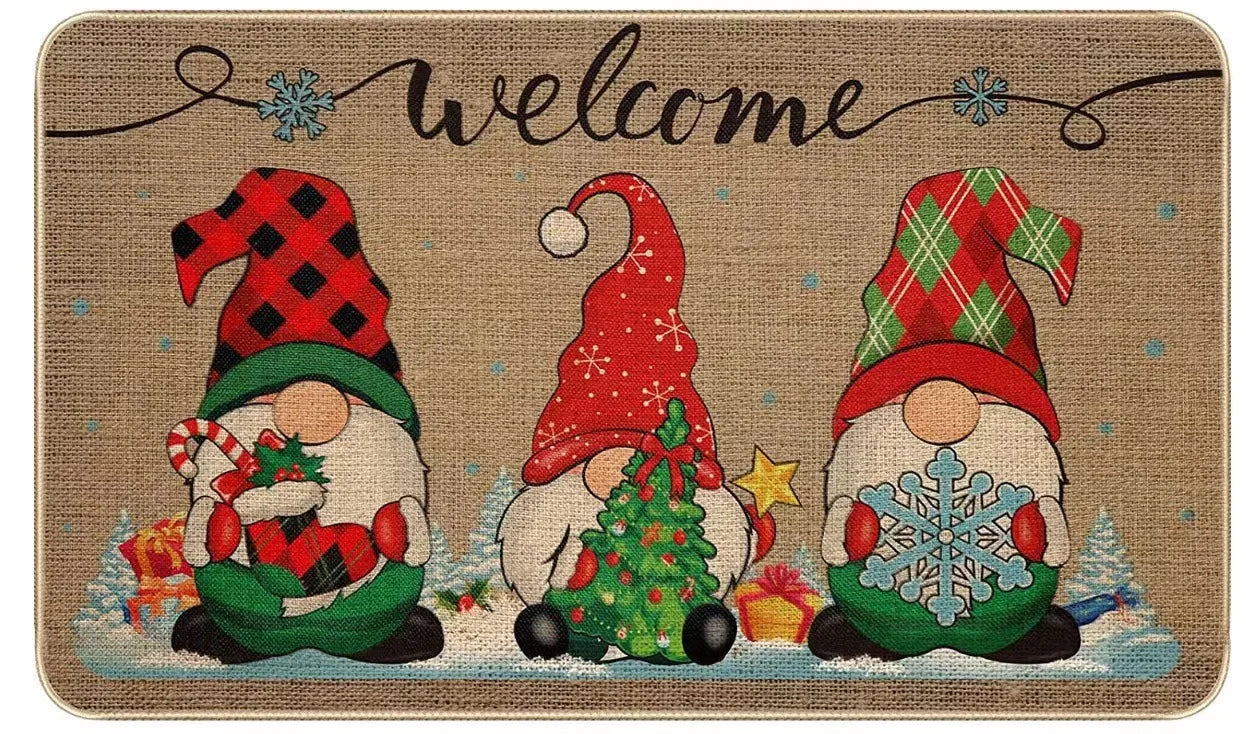 Christmas Welcome Gnome Doormat – Indoor & Outdoor Front Porch Entrance Rug