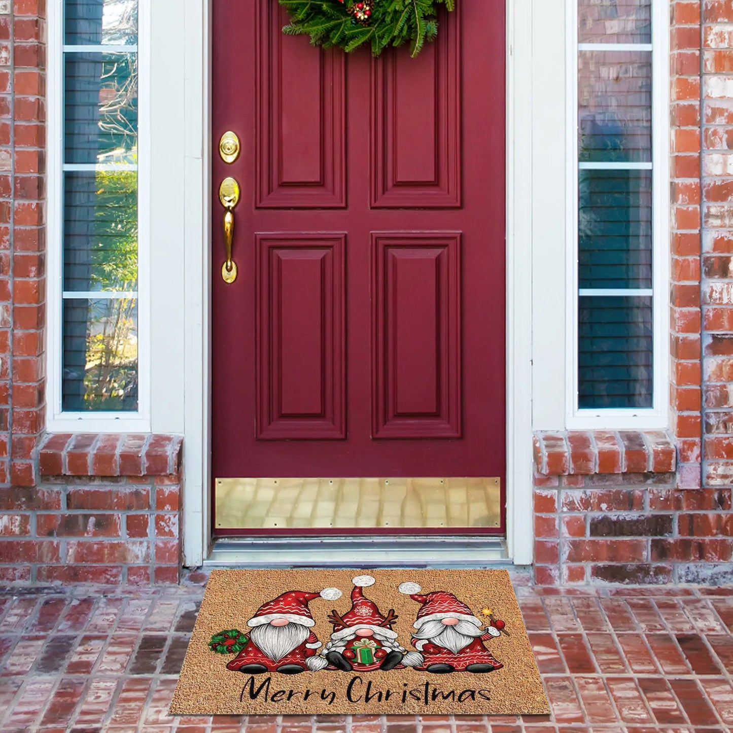 Christmas Welcome Gnome Doormat – Indoor & Outdoor Front Porch Entrance Rug