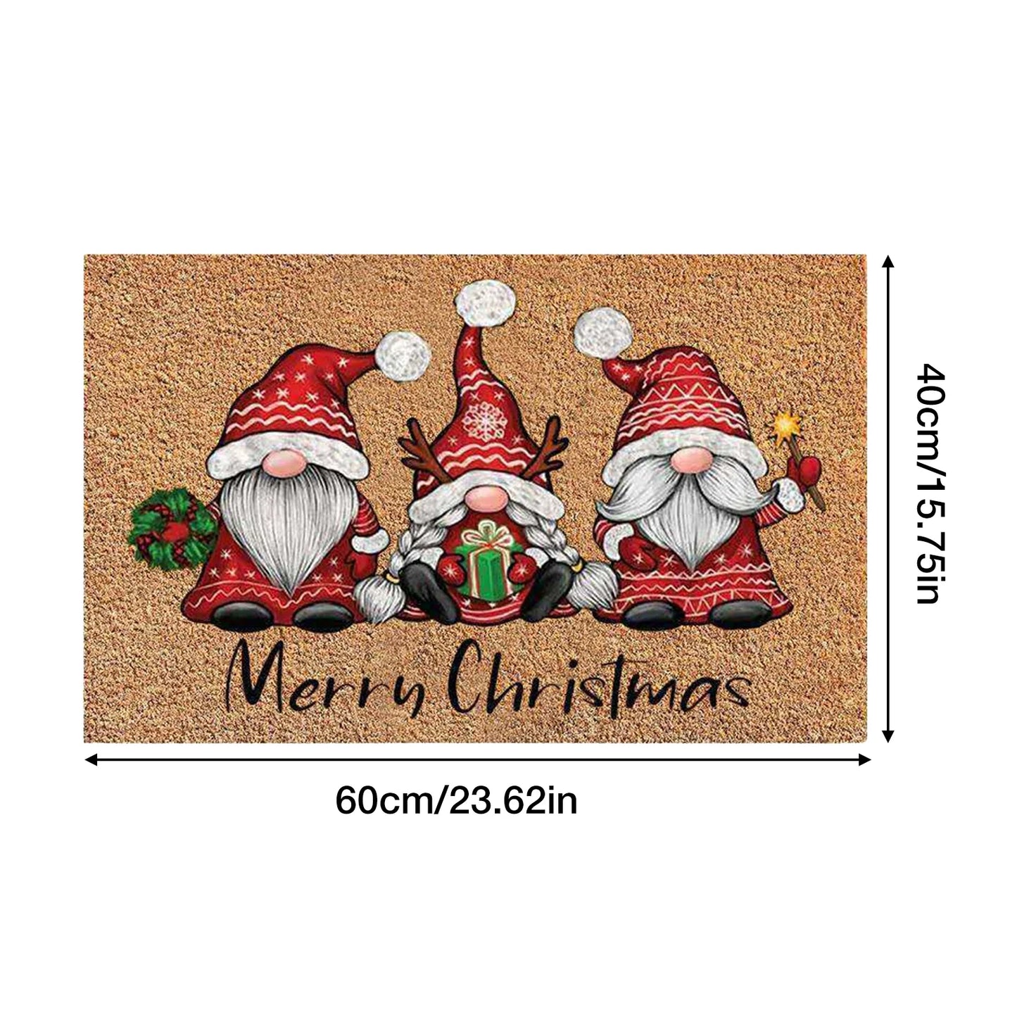 Christmas Welcome Gnome Doormat – Indoor & Outdoor Front Porch Entrance Rug